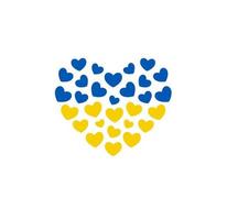 Blue and yellow hearts icon, support Ukraine symbol, heart with Ukraine sign. Vector illustration.