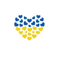 Blue and yellow hearts icon, support Ukraine symbol, heart with Ukraine sign. Vector illustration.