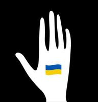 Stop war in Ukraine, open palm, symbol peace and cessation of hostilities. Vector illustration.