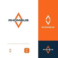 Rhombus flat minimal style vector logo concept. Arrow up and down, forward and backward, isolated icon. Geometric shape for business, vector isolated logotype.