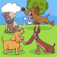 grupo de personajes de perros y cachorros de dibujos animados vector