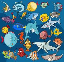 fondo de personajes de animales marinos de peces de dibujos animados vector