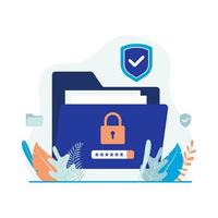 File and folder encryption vector illustration. Flat design suitable for many purposes.