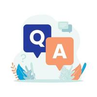 Question and answer vector illustration. Q and A with bubble chat icon. Flat design suitable for many purposes.