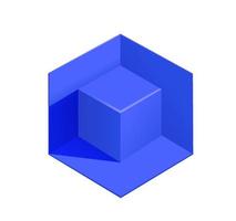cubo azul aislado sobre fondo blanco vector