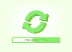 Upgrading system concept. 3d arrows icon with progress bar. 3d vector elements