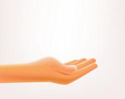 Empty open human hand isolated on white background. 3d style vector illustration