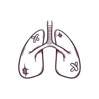 unhealthy human lung hand drawn doodle illustration vector