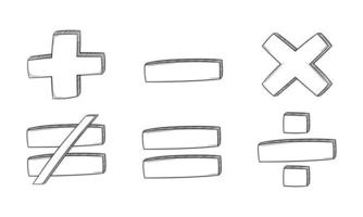 set of hand drawn equation symbol vector