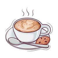 hand drawn coffee with cookie vector