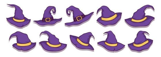 set of hand drawn witch hats vector