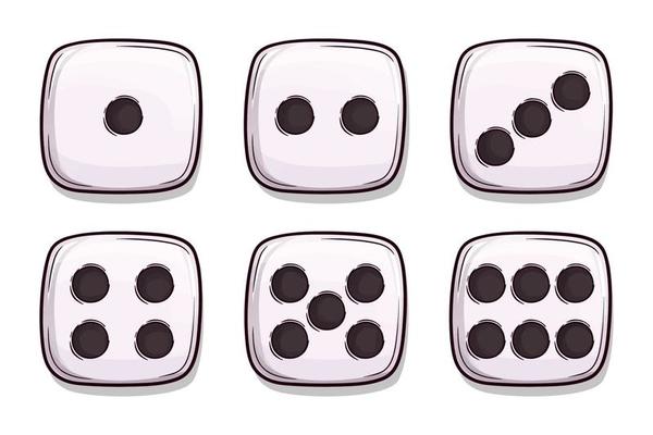 set of hand drawn dice