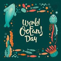 Creative poster for World Oceans Day vector