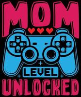 Mom Level Unlocked T-Shirt Design For Mom vector