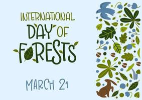 Card with phrase International Day of Forests vector