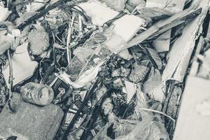 Houses and fields in ruins, demolished, abandoned and junkyard photo