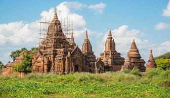 Group of ancient pagoda in Bagan plain of Myanmar. photo