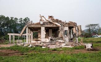 A house that collapsed caused of natural disaster such as earthquake or tornado etc. Natural disasters provide striking observations into the role of vulnerability.