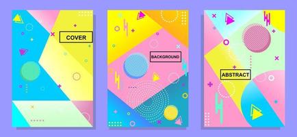 a set of memphis style book covers with abstract and colorful backgrounds. suitable for book, poster, flyer design templates