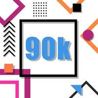 90k followers with modern memphis style vector