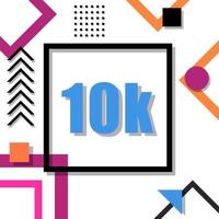 10k followers with modern memphis style vector