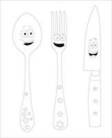 A beautiful  funny spoon coloring pages vector