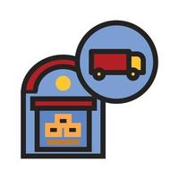 illustration of icons in warehousing, inventory, weighing, logistics.