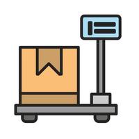 illustration of a digital weighing icon for goods in the form of a box. inventory management, warehouse management.