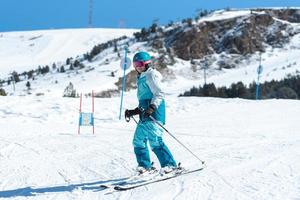Grandvalira, Andorra . 2022 March  15. People skiing on the slopes of the Grandvalira Ski Resort in Andorra in 2022.