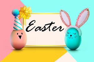 Beautiful Easter background with colorful Easter eggs photo