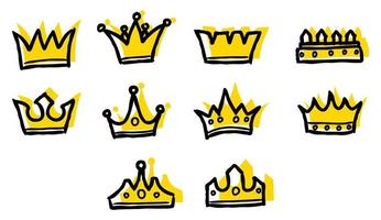 Crown collection with hand drawn style vector