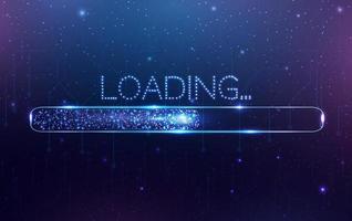 Loading bar, low poly style banner. Abstract modern vector illustration on blue background.