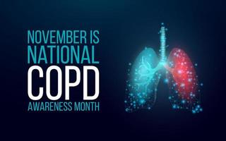 Chronic obstructive pulmonary disease COPD awareness month concept. Banner with orange ribbon awareness and text. Vector illustration.