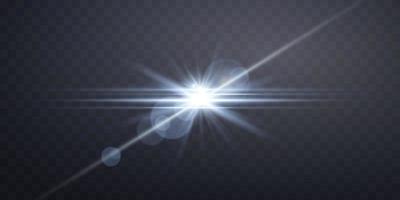 destello de lente de luz solar azul, destello de sol con rayos y foco. explosión de ráfaga brillante sobre un fondo transparente. ilustración vectorial vector