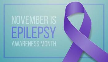 Epilepsy Awareness Month concept. Banner template with purple ribbon and text.  Vector illustration.