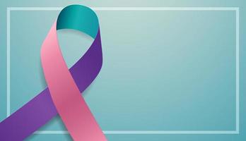 concepto del mes de concientización sobre la tiroides. banner con conciencia de cinta rosa, verde azulado y púrpura. ilustración vectorial