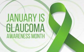 Glaucoma Awareness Month concept. Banner with green ribbon awareness and text. Vector illustration.