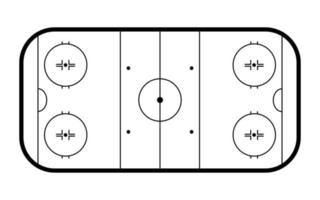 pista de hockey sobre hielo, vista superior. esquema de campo de hockey aislado sobre fondo blanco. ilustración vectorial vector
