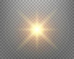 Sunlight lens flare, sun flash with rays and spotlight. vector