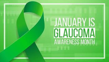 Glaucoma Awareness Month concept. Banner with green ribbon awareness and text. Vector illustration.