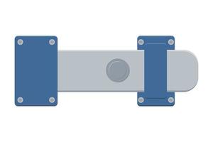 Door latch,  sliding lock with dead bolt in flat style.  Isolated on white background. Vector illustration.