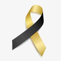 Gold and black ribbon awareness Platelet Donation. Isolated on white background. Vector  illustration.