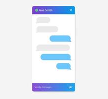 Dialog-enabled interface, online chat rooms, pop-ups when you visit marketing website and mobile applications. Chat bot form. Vector illustration.