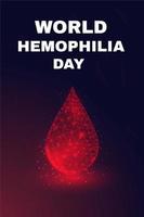 World Hemophilia Day concept. Banner template with glowing low poly. Futuristic modern abstract background. Isolated on dark background. Vector illustration.