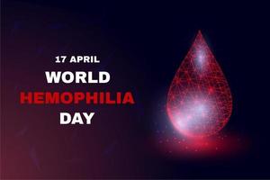 World Hemophilia Day concept. Banner template with glowing low poly. Futuristic modern abstract background. Isolated on dark background. Vector illustration.