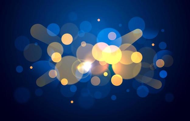 Blurred Bokeh Light on Dark Blue Background