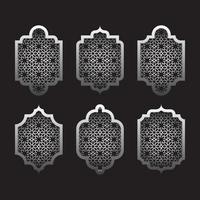 Arabic windows set. Islamic frame with pattern background. vector