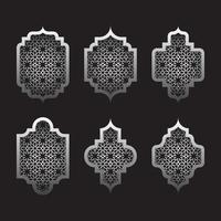 conjunto de ventanas árabes. marco islámico con fondo de patrón. vector
