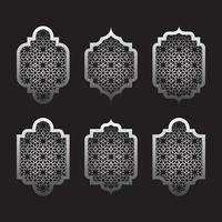 Arabic windows set. Islamic frame with pattern background. vector
