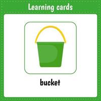 Kids learning cards. Bucket. vector